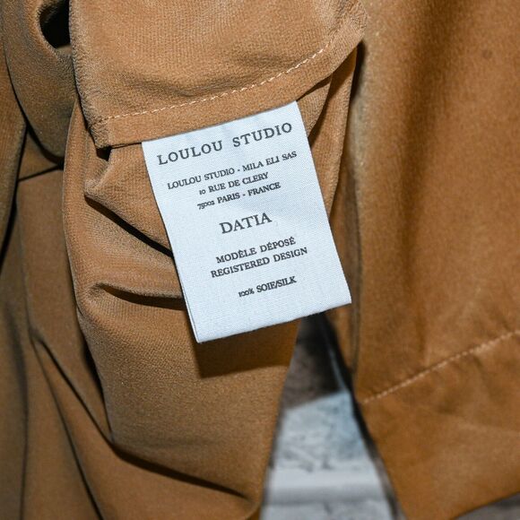 LOULOU Studio Women's Short Sleeve Silk Datia Shirt in Brown size Large - Picture 8 of 11